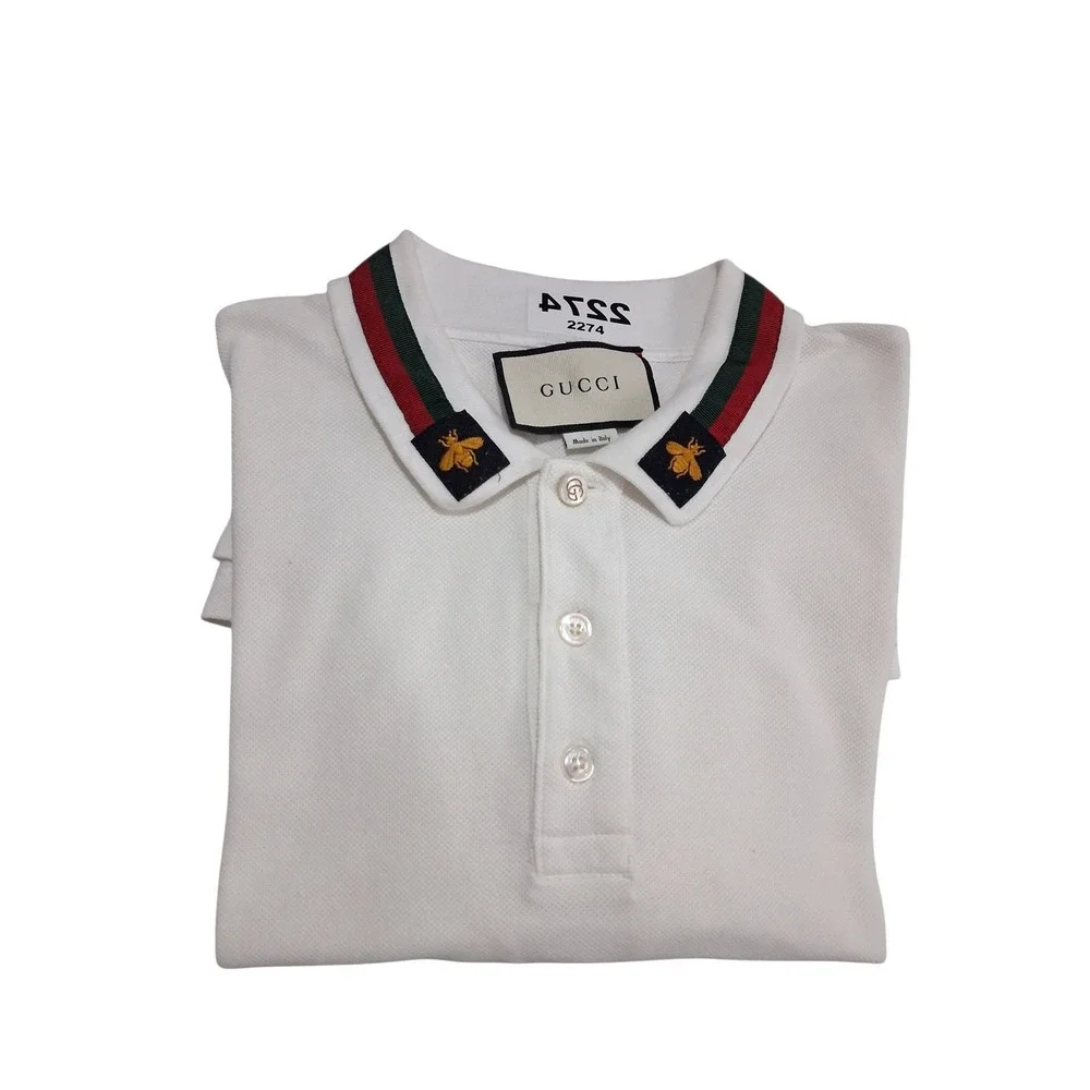 Gucci Mens size XL Preppy Old Money Designer Bee Collar Polo Coastal New England